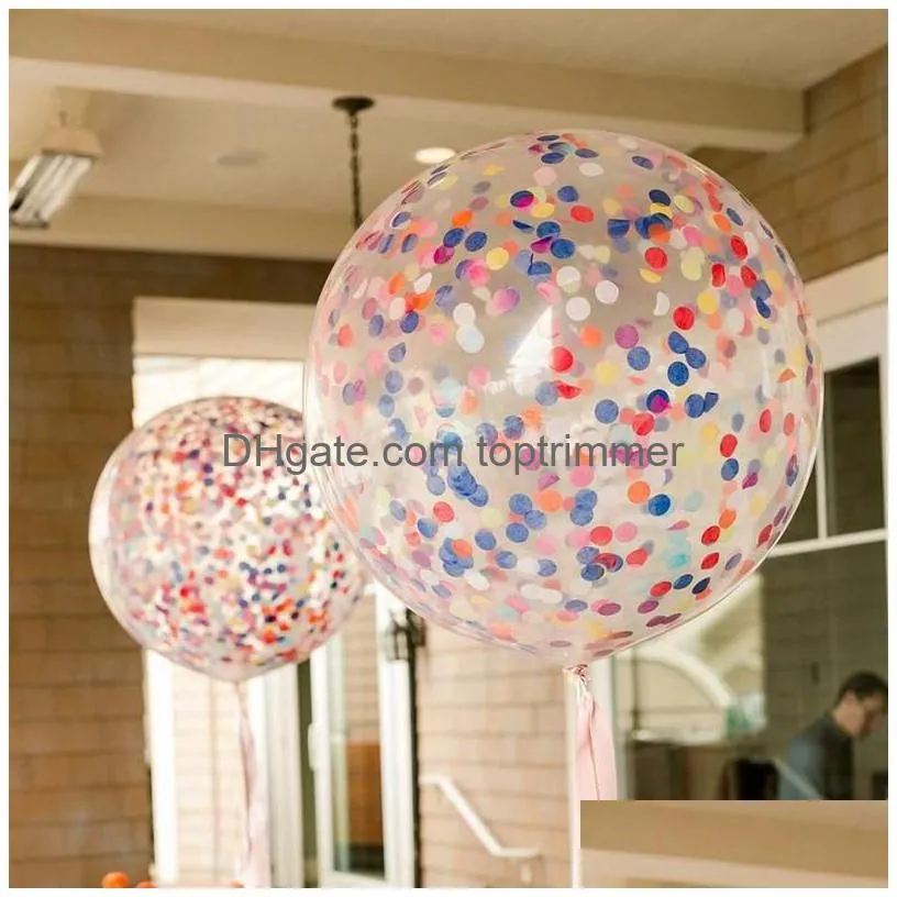 36inch confetti sequin balloons clear latex balloon for wedding birthday halloween party decoration balloons 8 color hha943