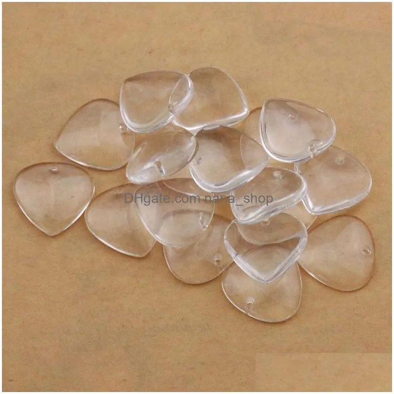 26MM Heart Beads With Hole Flat Back Clear Glass Cabochon Punched Tray Highly Transparent Jewelry Accessories 500Pcs Wholesale