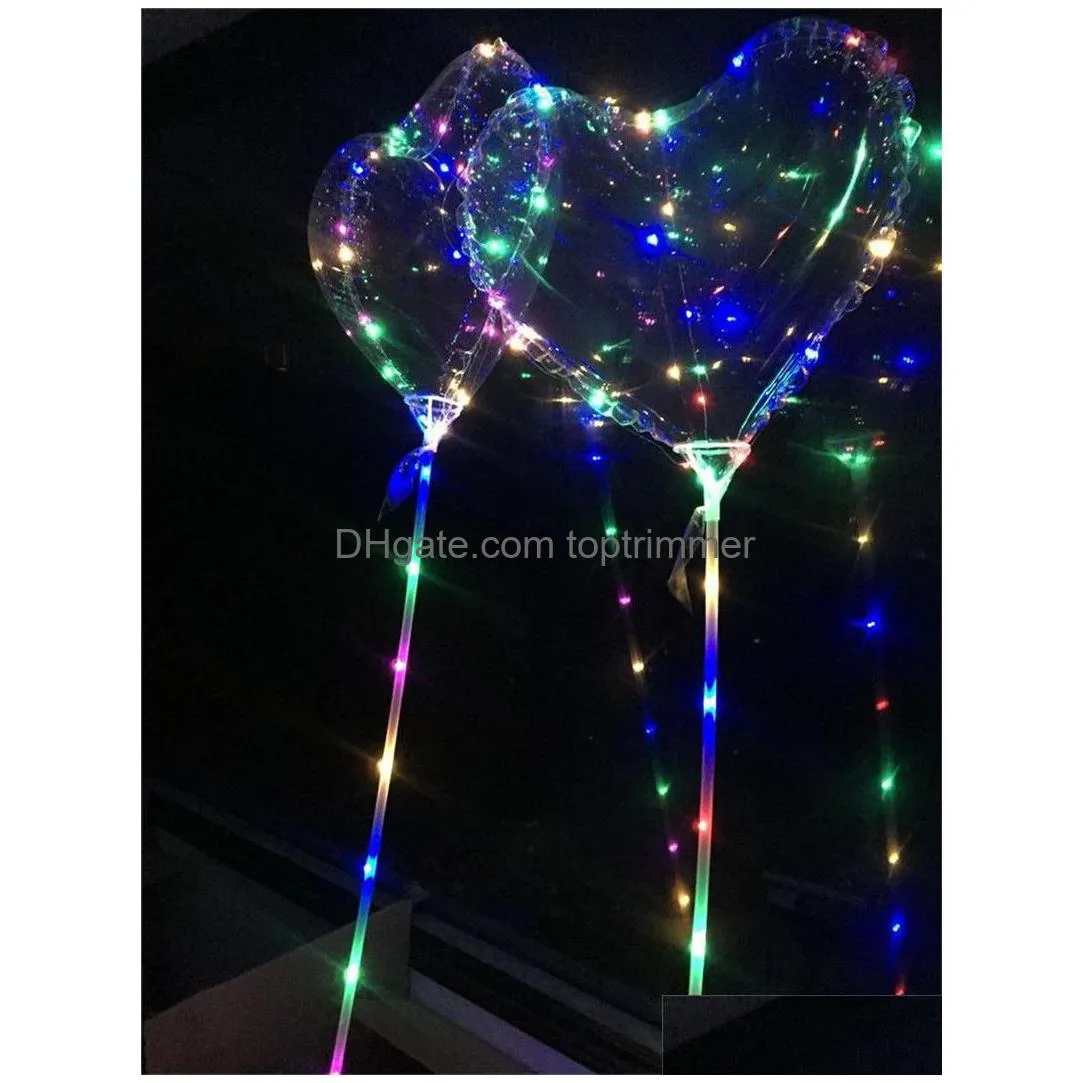 valentine`s day gifts led love heart bobo ball balloons falshing lights clear balloon flash air balloon christmas wedding party