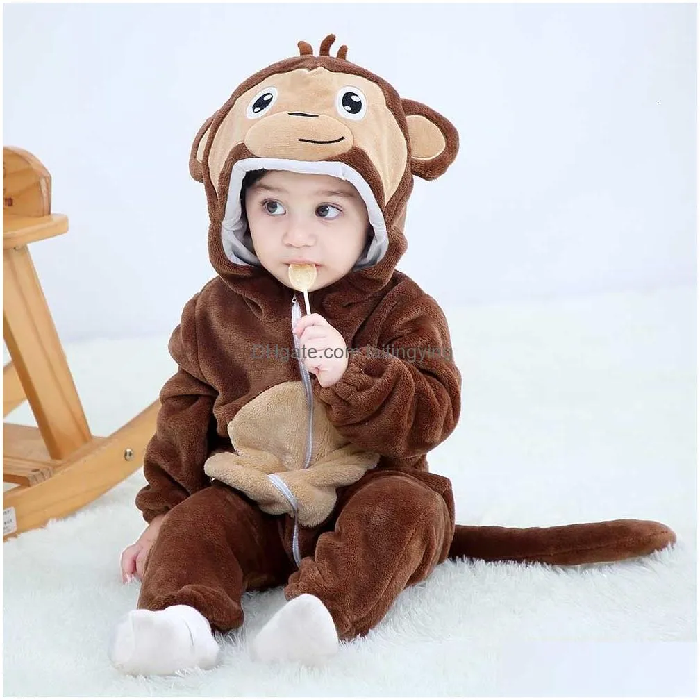 pajamas 0 4y kigurumi kids zipper  dinosaur monkey anime cosplay costume winter flannel toddler boy pyjama baby girl onesie 230627