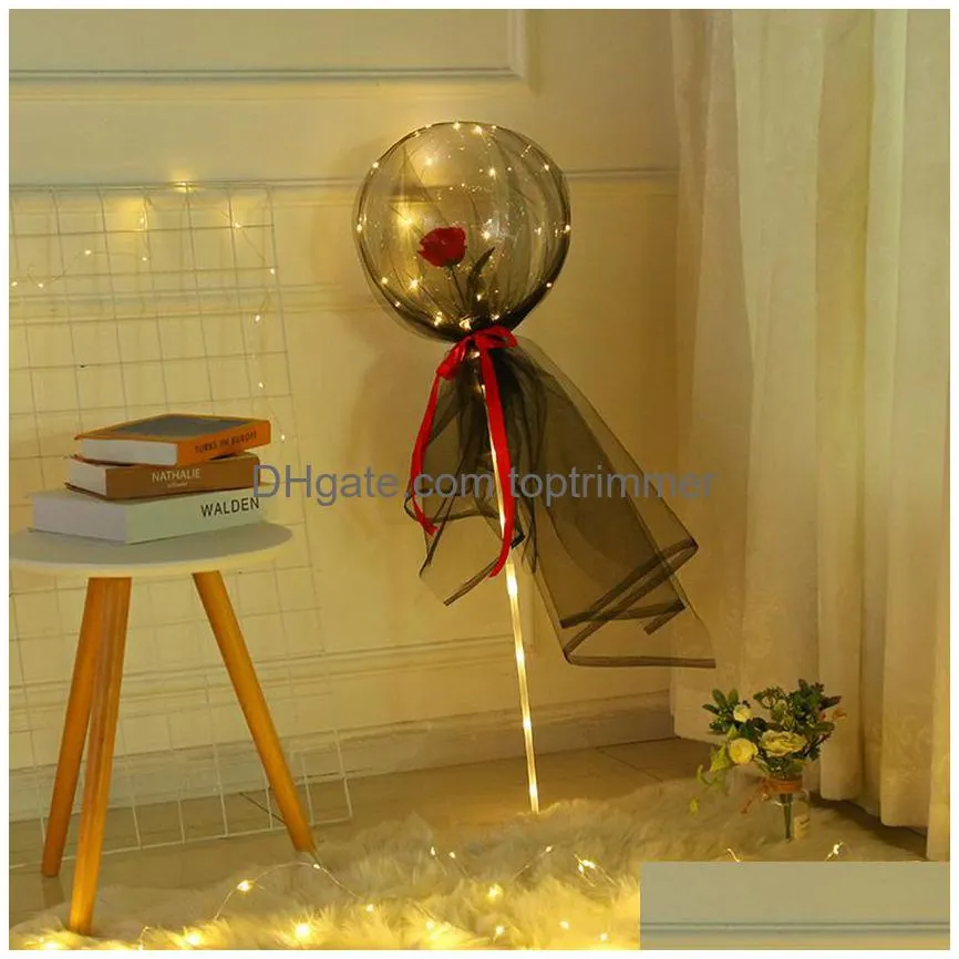 led bobo balloon luminous rose bouquet light transparent bubble rose ball valentines day gift birthday party wedding decor gga3845-1