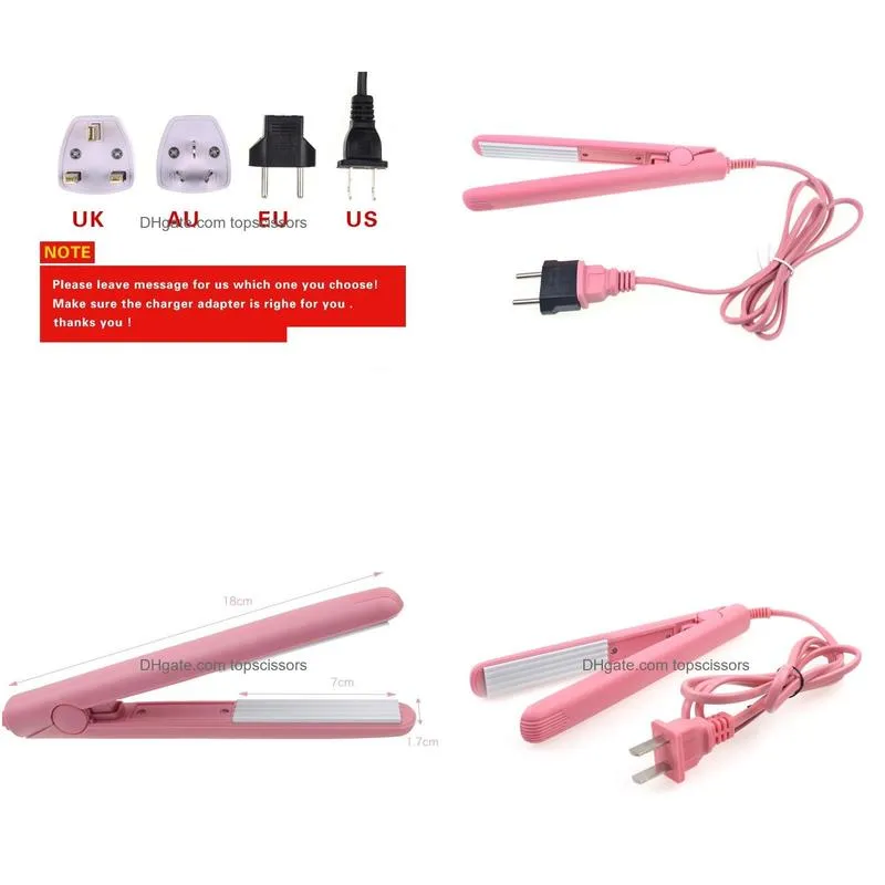 Wholesale-Mini Curls Hair Straightener Iron Pink Ceramic Electronic Chapinha Nano Titanium Straightening Corrugated Curling Styling