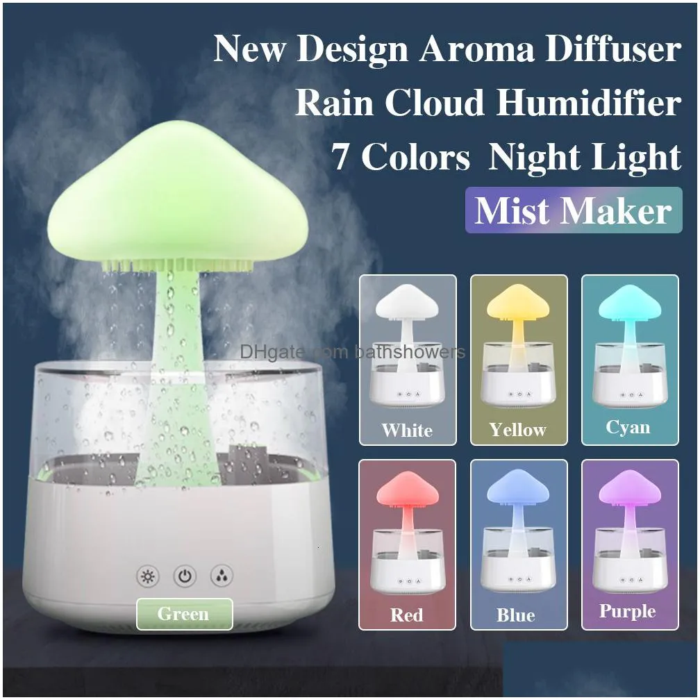 cushion decorative pillow 2 in 1 desk humidifier rain cloud aromatherapy essential oil zen diffuser raining night light mushroom lamp