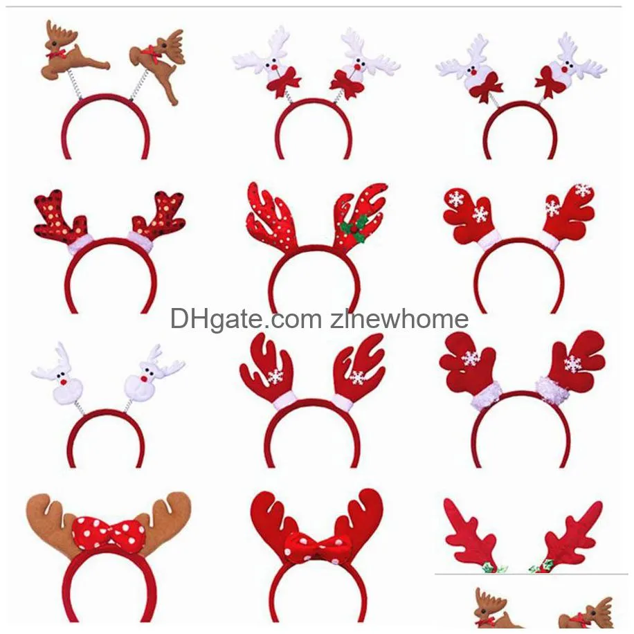 christmas headband for kids adult christmas deer ears christmas party deals santa xmas hair band clasp headwear xmas gift jk1910