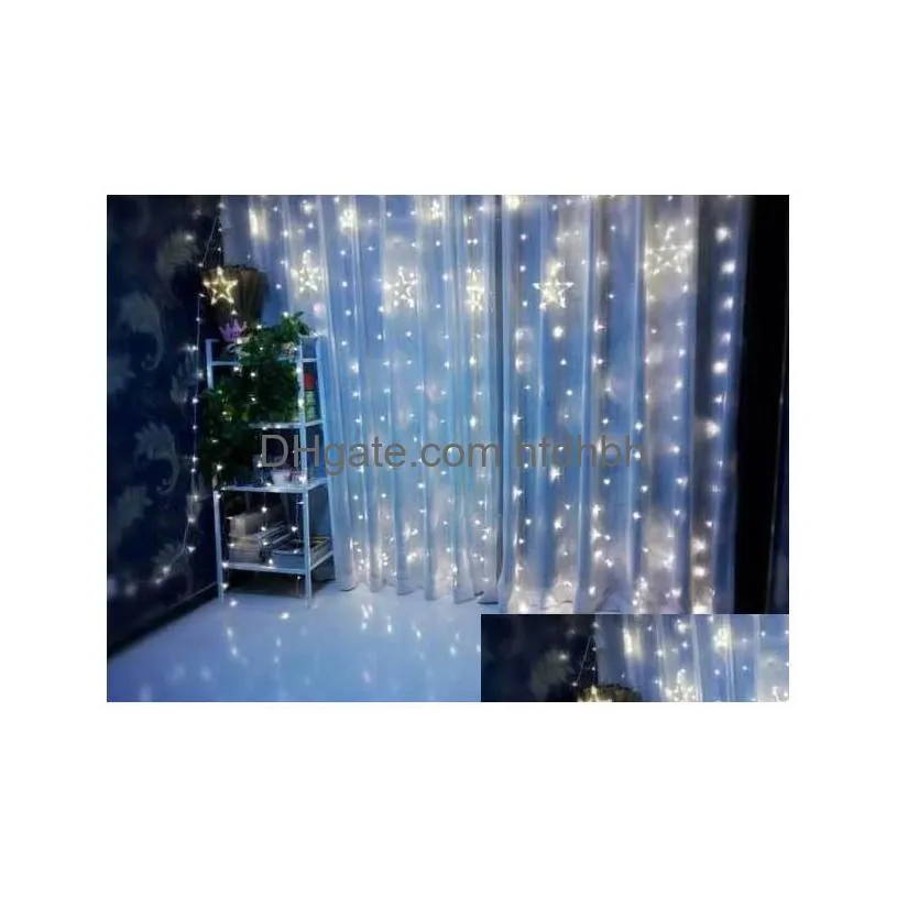 Novelty Lighting Waterfall Curtain Lights Led Icicle String Light Wedding Party Home Christmas Backdrops Decoration Copper Wire Lamp Dhchd