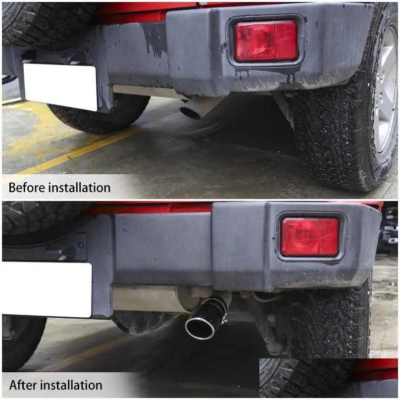 Other Exterior Accessories Stainless Steel Car Tail Pipe Exhaust Muffler Tip For Jeep Wrangler Jk 2007- Exterior Accessories Drop Deli Dhcuq