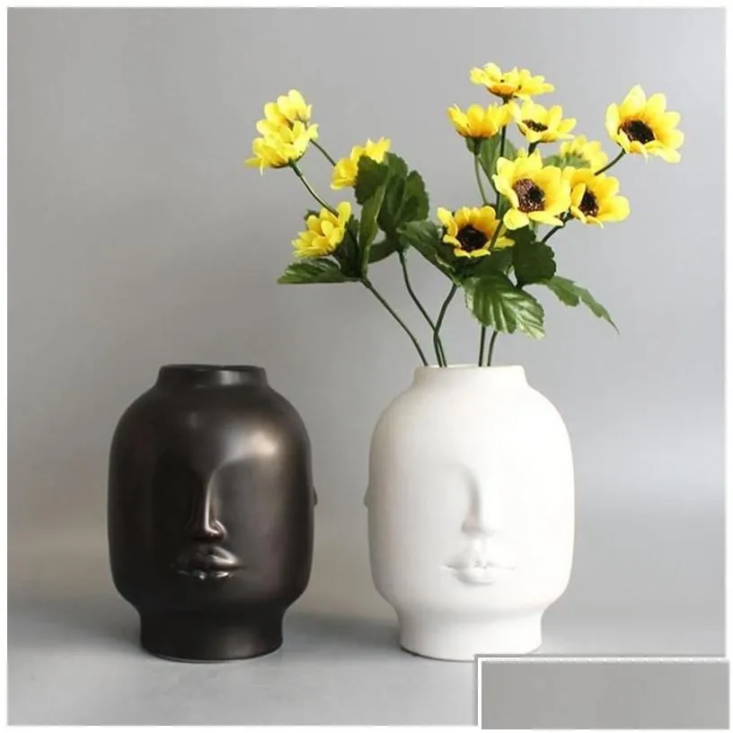 vases home decor creative ceramic vase for flowers human face lip design living room plant pots decorative aesthetic drop delivery gar