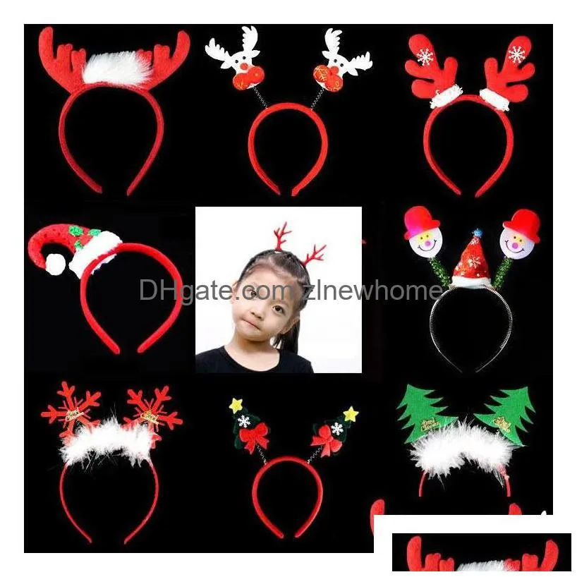 christmas decorations headbands reindeer antlers hairband xmas kids baby hairhoop party decor headwear hair accessories gift navidad
