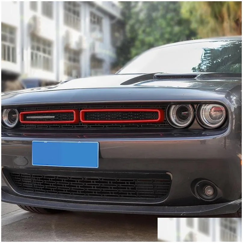 Other Exterior Accessories Car Front Mesh Gril Grilles Decoration Ring For Dodge Challenger Up Styling Interior Accessories Drop Deliv Dhcd3