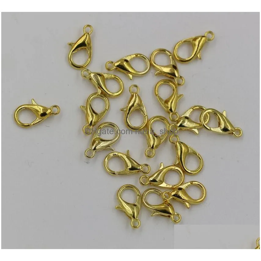 Hot sell ! 200pcs 10mm 12mm 14mm 16mm 18mm Plated Gold Alloy Lobster Clasps Jewelry DIY