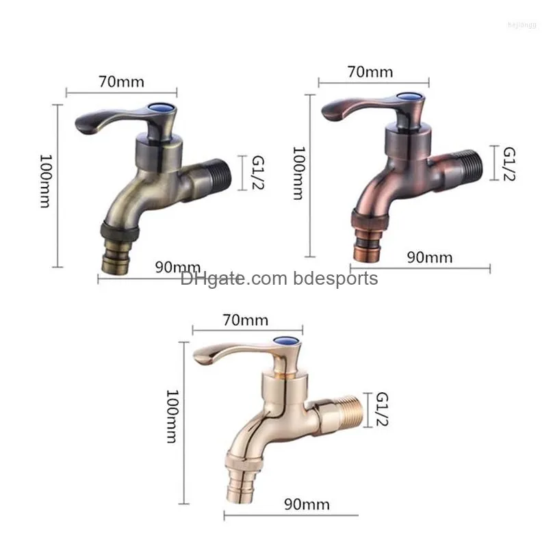 Bathroom Sink Faucets Wall Mount Decorative Pool Outdoor Garden Faucet Washing Machine Mop Bibcock Antique Dragon Carved Brass Retro