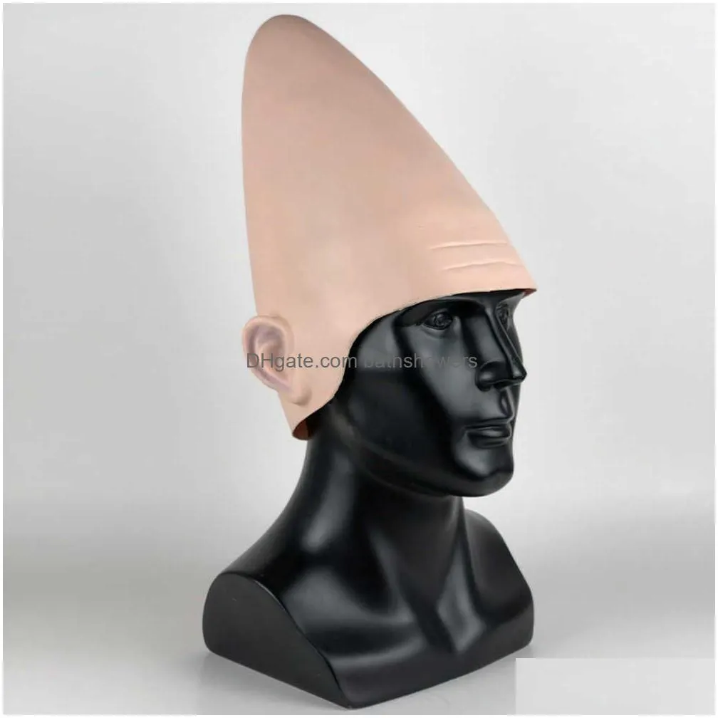 coneheads alien latex cap mask cosplay egg head conical masks helmet halloween carnival party props q0806