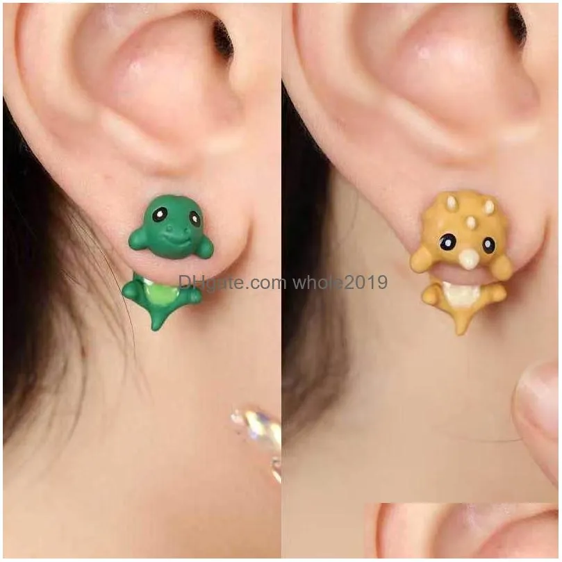 Cute Cartoon Animal Personality Bite Ear Silver Needle Animal Studs Funny Earrings