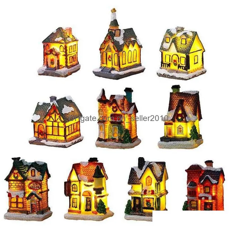 Christmas Light House Village Christmas Decorations For Home Xmas Gifts Christmas Ornaments New Year 2023 Natale Navidad Noel L230621