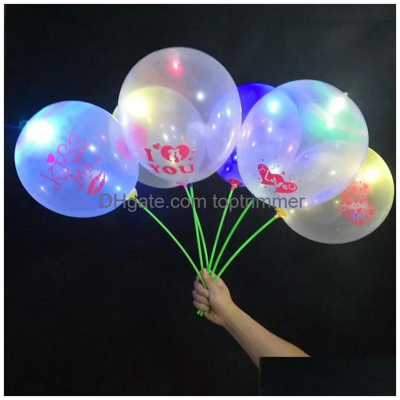 led luminous balloon transparent clear bobo balls led balloons heart letters print valentine`s day gifts party wedding decor toys