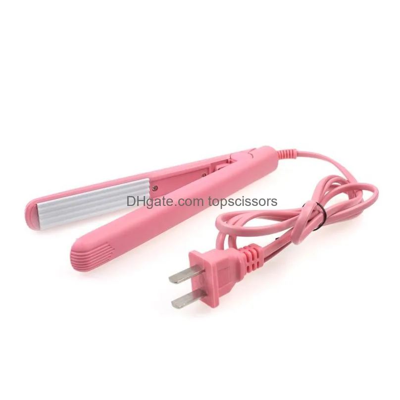 Wholesale-Mini Curls Hair Straightener Iron Pink Ceramic Electronic Chapinha Nano Titanium Straightening Corrugated Curling Styling