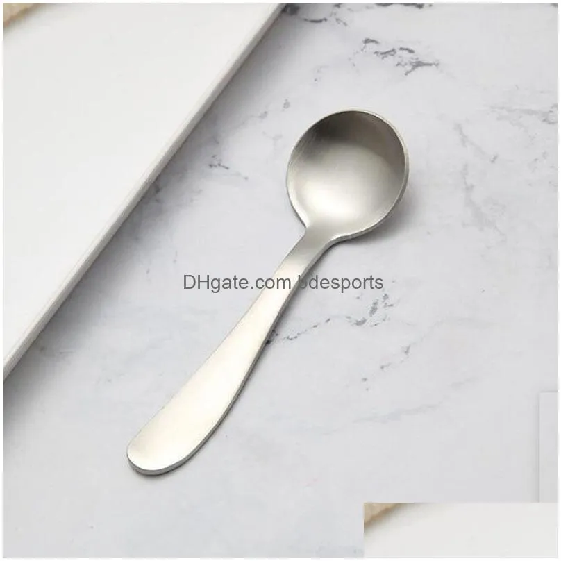 Stainless Steel Spoon Mini Coffee Tea Spoon Metal Sugar Salt Scoop Kids Ice Cream Spoon Kitchen Tableware QW9431