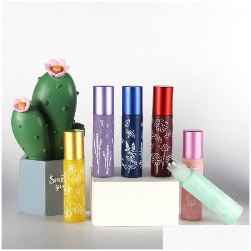 Packing Bottles Wholesale 10Ml Printed Glass Roller Bottles Travel Portable Per  Oil Bottle Mini  Color Empty Bottling Of Dhwtl