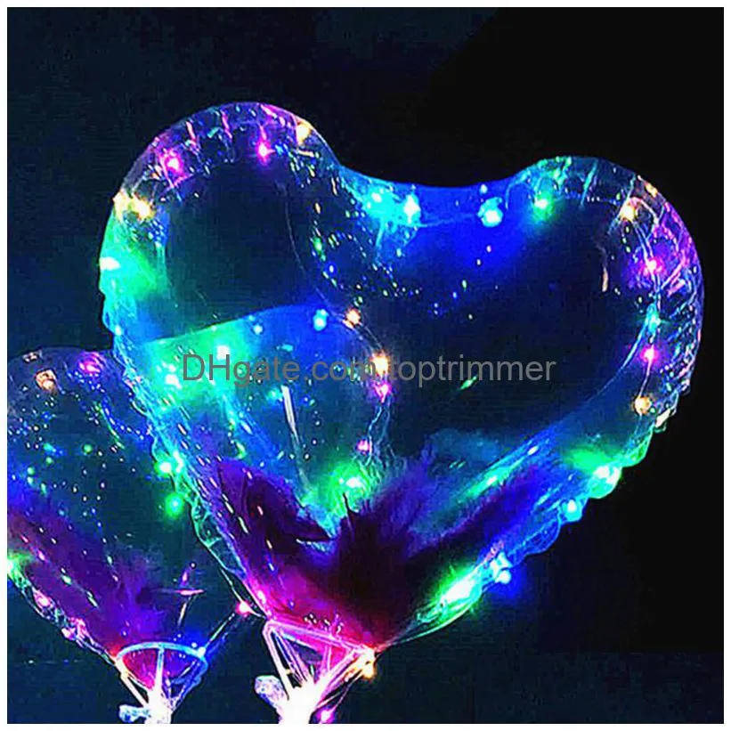 luminous led balloon 2021 valentine`s day love heart shape balloons lighting balloon light up bobo ball for wedding party decor h11902