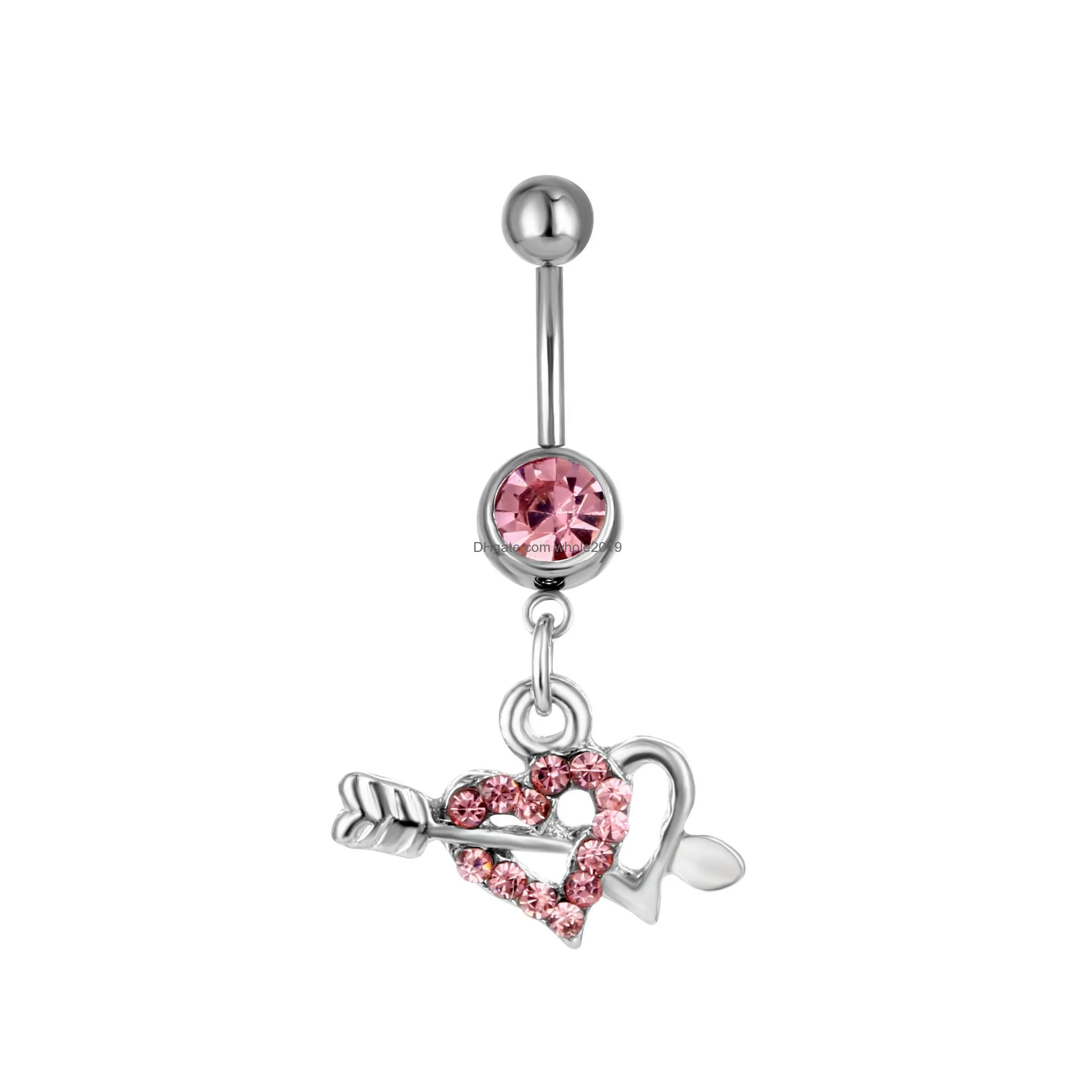 D0361( 2 colors ) two hearts Belly Button Navel Rings Body Piercing Jewelry