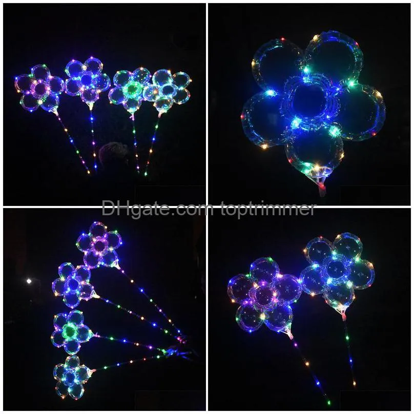 led plum blossom balloon 18 inch flashing club bobo ball light up balloons with battery boxes wedding birthday party decoration 2020