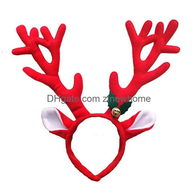christmas decorations 1pc cute elk long horn headband fashionable cloth antlers reindeer bell headwear head band adult children xmas