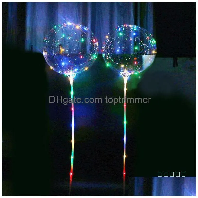 led flashing balloons night lighting bobo ball multicolor decoration balloon wedding decorative bright lighter balloons with stick 2020