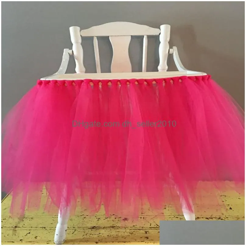 Tulle Wedding Table Skirts Baby Shower Party Decoration Tutu High Chair Party Supplies Event Party Desk Cover 201007