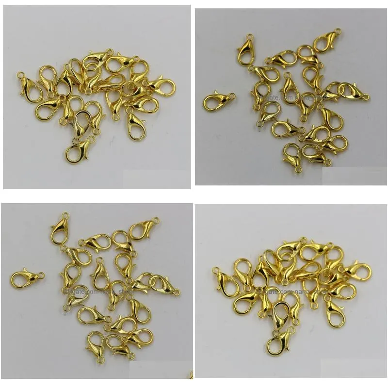 Hot sell ! 200pcs 10mm 12mm 14mm 16mm 18mm Plated Gold Alloy Lobster Clasps Jewelry DIY