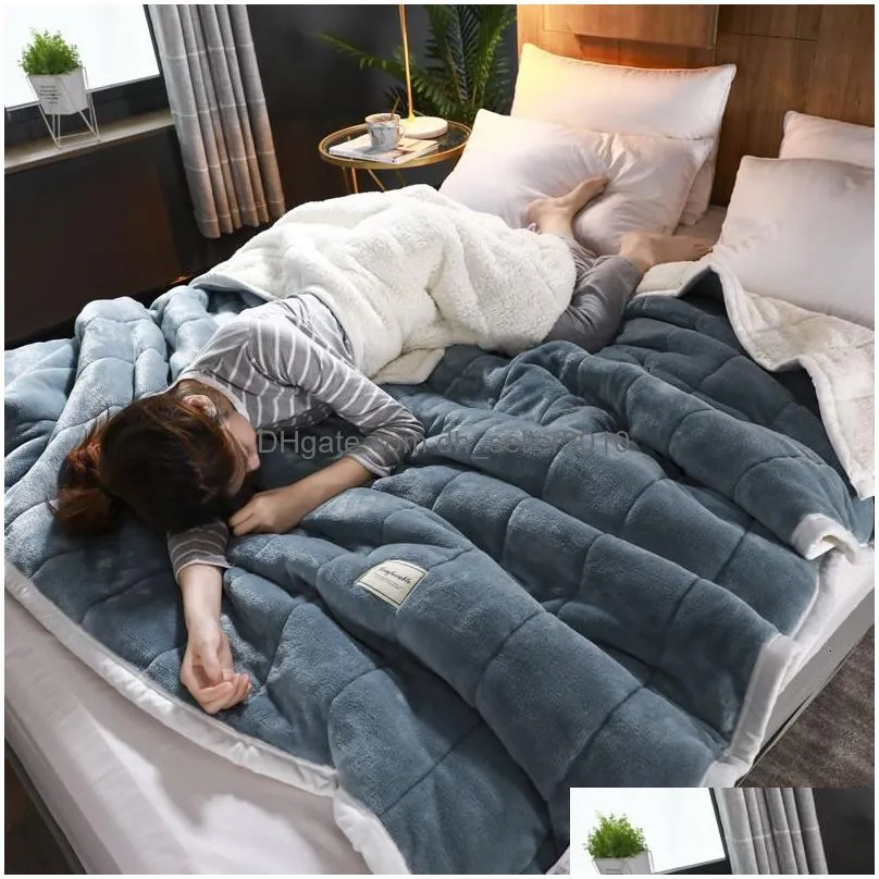 Blanket Winter Bed Soft Warm Coral Fleece Fluffy Thick Sofa Covers Thickness Weighted spread On The 221116