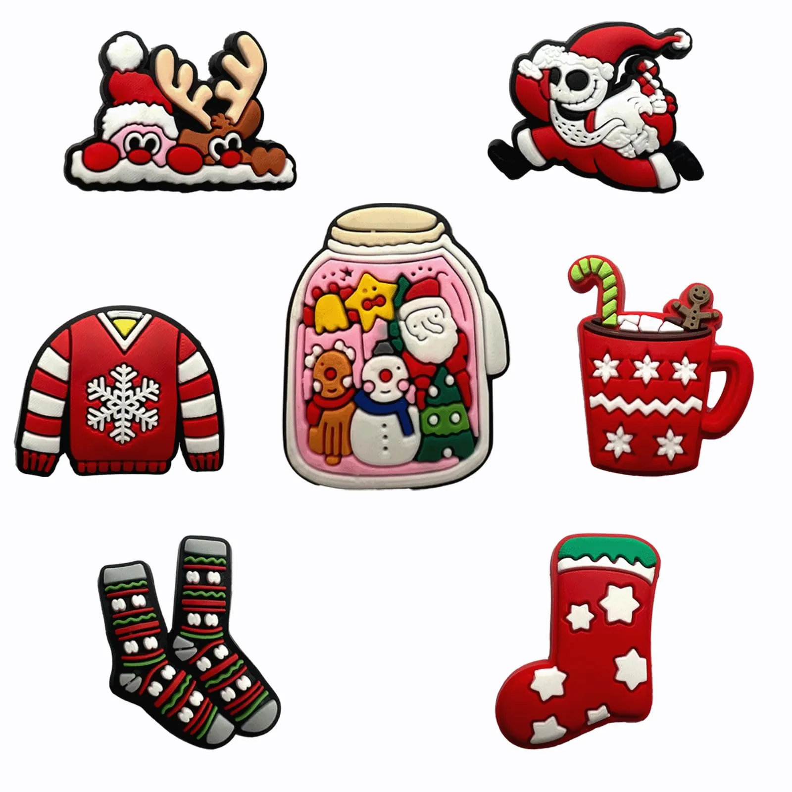 christmas clog charms for girls boys cute cartoon clog charms for kids teens diy sandals bracelets shoe decoration charms for birthday festival party favors