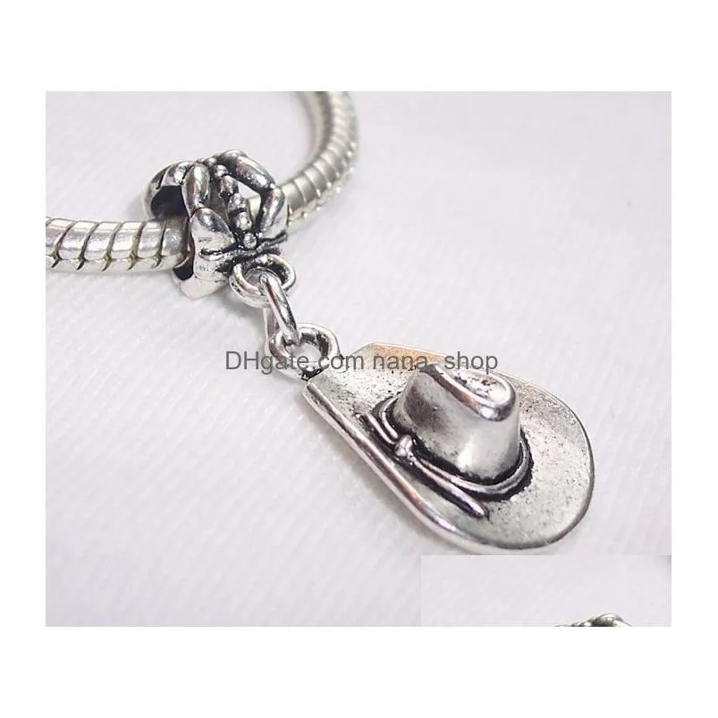  Hat Alloy Charm Pendants For Jewelry Making Bracelet Necklace DIY Accessories 32*13.5 mm Antiqued Silver 100Pcs