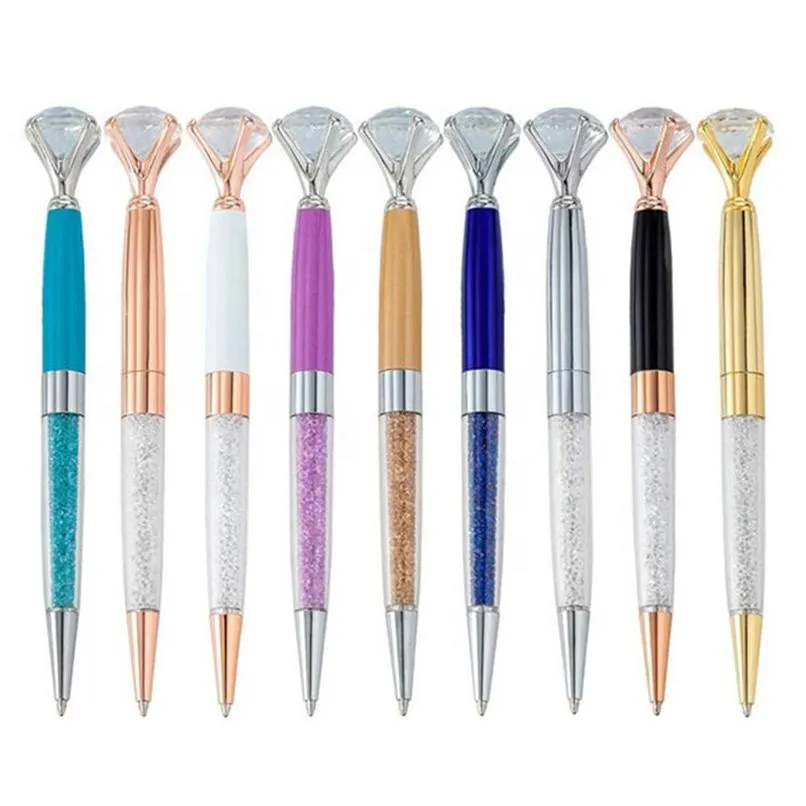 Ballpoint Pens Wholesale Diamond Pen Big Crystal Ballpoint Pens Stationery Ballpen Oily Rotate Twisty Black Refill Office School Busin Dh8Z6