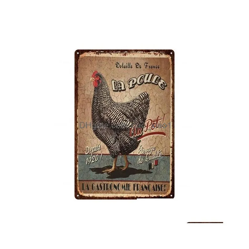 2023 funny  eggs metal painting tin sign farm shop french cafe milk home wall decor vintage poster tin plates happy chicken retro