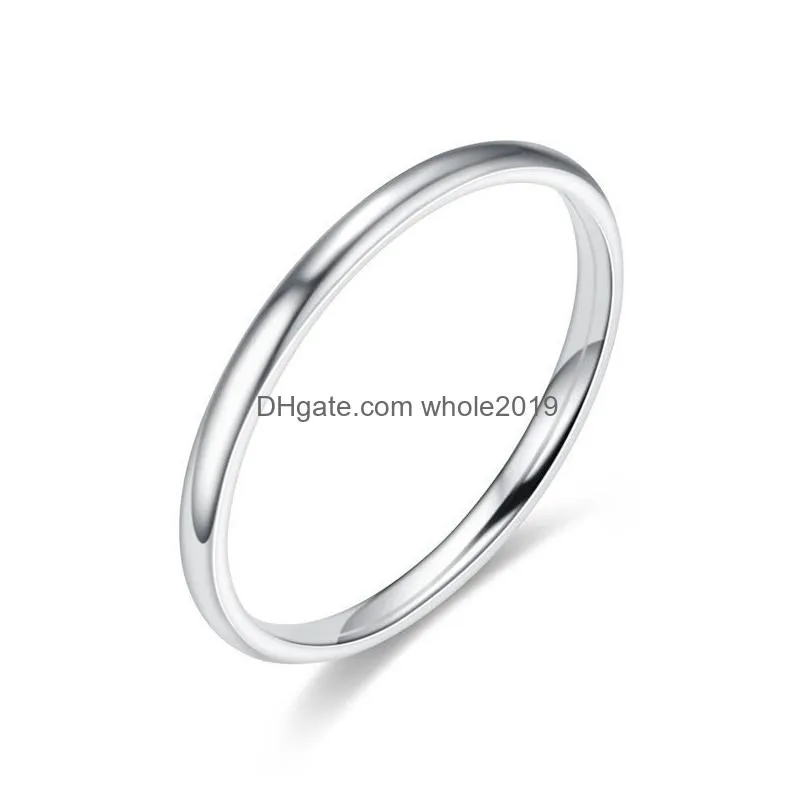 2mm Gold Black Tiny Thin Titanium Steel Women Ring Middle and Little Finger Rings Band Blank Tail Ring Simple Design Top Quality Wedding