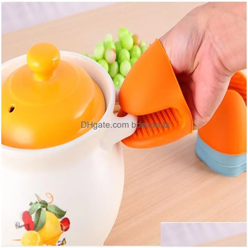 Baking Oven Mitts Silicone Heat Resistant Gloves Clips Insulation Anti-slip Pot Clip Cooking Kitchen Gloves cyq0063