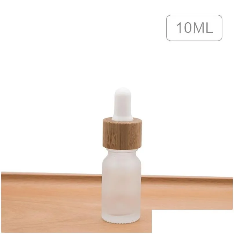 Packing Bottles Wholesale 10Ml 30Ml Glass Dropper Bottle Bamboo Ring Frosted Essential Oil Bottles Travel Portable Cosmetic Empty Bott Dhdo9