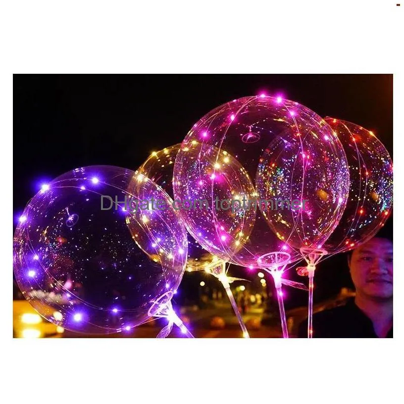 led bobo balloon with 31.5inch stick  string balloon led light christmas halloween birthday party decor