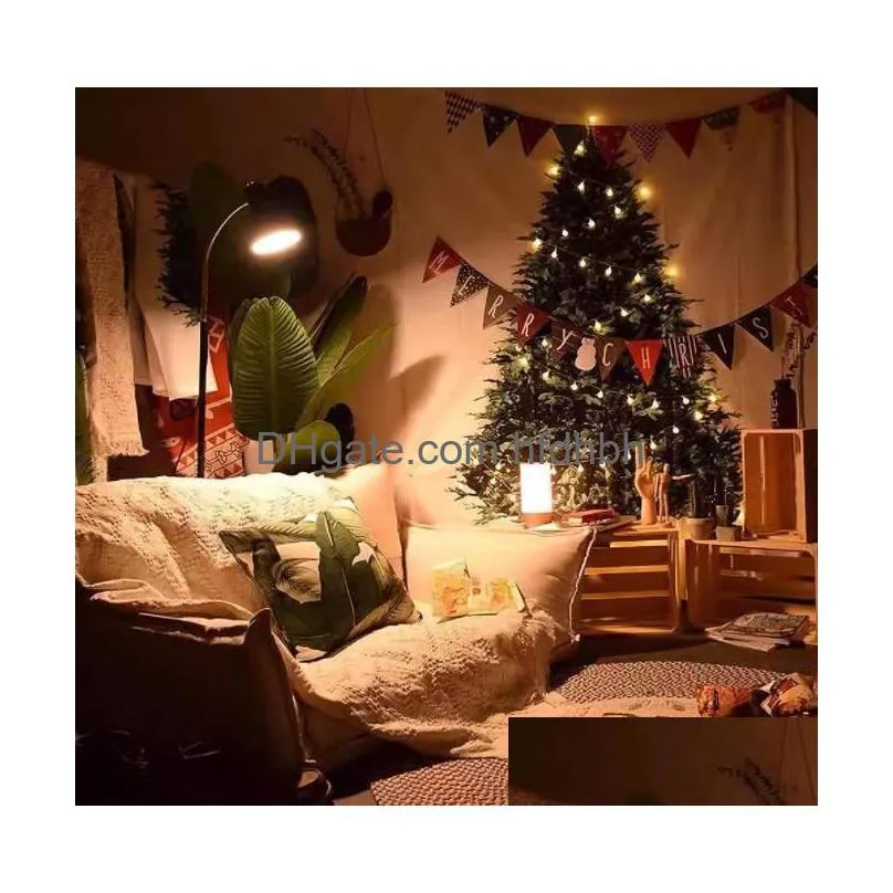 Novelty Lighting Christmas Tree Tapestry With Led Light String Star Snowflake Glowing Flannel Wall Hanging Room Decor Cloth Blanket Dhxo6