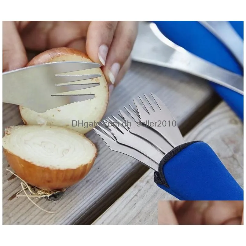 Hot Sale Fork spoon fork 3 in 1 tableware Stainless steel cutlery utensil combo Kitchen outdoor picnic scoop/knife/fork set 500pcs