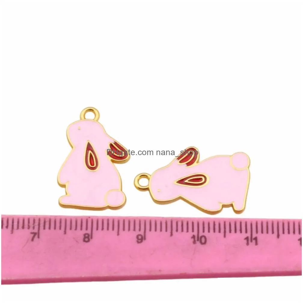 100Pcs Fashion Enamel Rabbit Pendant For DIY Handmade Jewelry Bracelet Accessories Charms