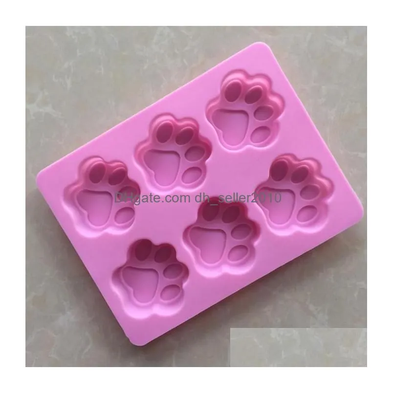 DIY Paw Shaped Cake Mold Cartoon Hand Made Silicone Soap Moulds Heat Resistant Silica Gel Baking Molds Pink SN612