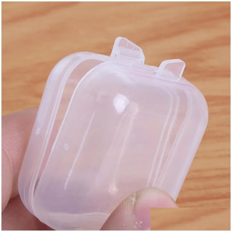 Packing Boxes Wholesale Diy Square Clear Box Plastic Storages Containers Case With Lids Jewelry Earplugs Storage Boxs 3.8X3.8Cm Office Dhwml