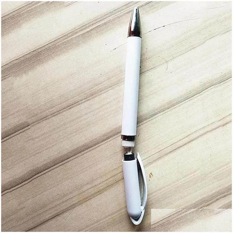 Multi Function Pens Wholesale Sublimation Blank Ballpoint Pen Heat Transfer Personalized Diy Metal Rings Roller Ball Pens Office Schoo Dhod7