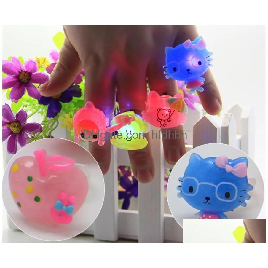 Novelty Lighting Led Light Up Rings Glow Party Favors Flashing Kids Prizes Box Toys Birthday Classroom Rewards Easter Theme Treasure Dhj1D