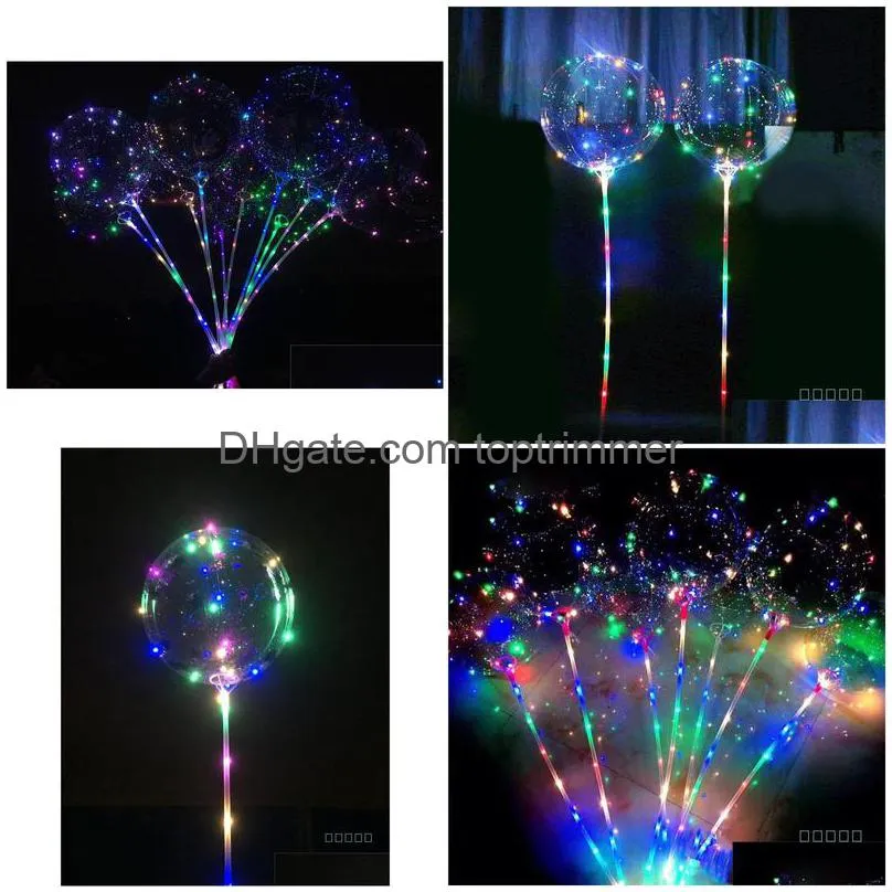 led flashing balloons night lighting bobo ball multicolor decoration balloon wedding decorative bright lighter balloons with stick