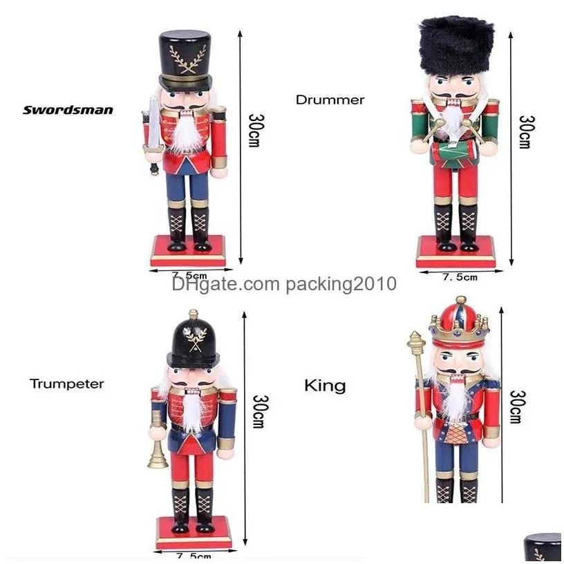 christmas decorations christmas decorations merry wooden nutcracker soldier 30cm handcraft puppet room pendants decoration year 2022