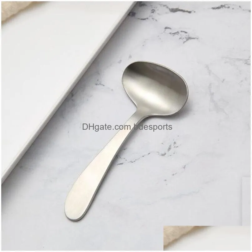Stainless Steel Spoon Mini Coffee Tea Spoon Metal Sugar Salt Scoop Kids Ice Cream Spoon Kitchen Tableware QW9431