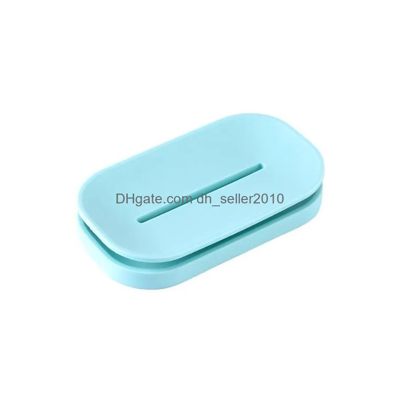 Unique Soap Dishes Bathroom Colorful Soap Holder Plastic Double Drain Soap Tray Holder Container for Bath Shower Bathroom SN3748