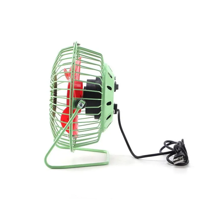 Other Desk Accessories Wholesale Mini Watermelon Fan Aluminum Small Desk Usb 4 Blades Cooler Cooling Office School Business Industrial Dhnph